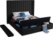 Kiki Velvet King Bed (3 Boxes) Black - KikiBlack-K