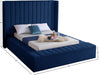 Kiki Velvet King Bed (3 Boxes) Blue - KikiNavy-K