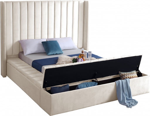 Kiki Velvet King Bed (3 Boxes) Cream - KikiCream-K