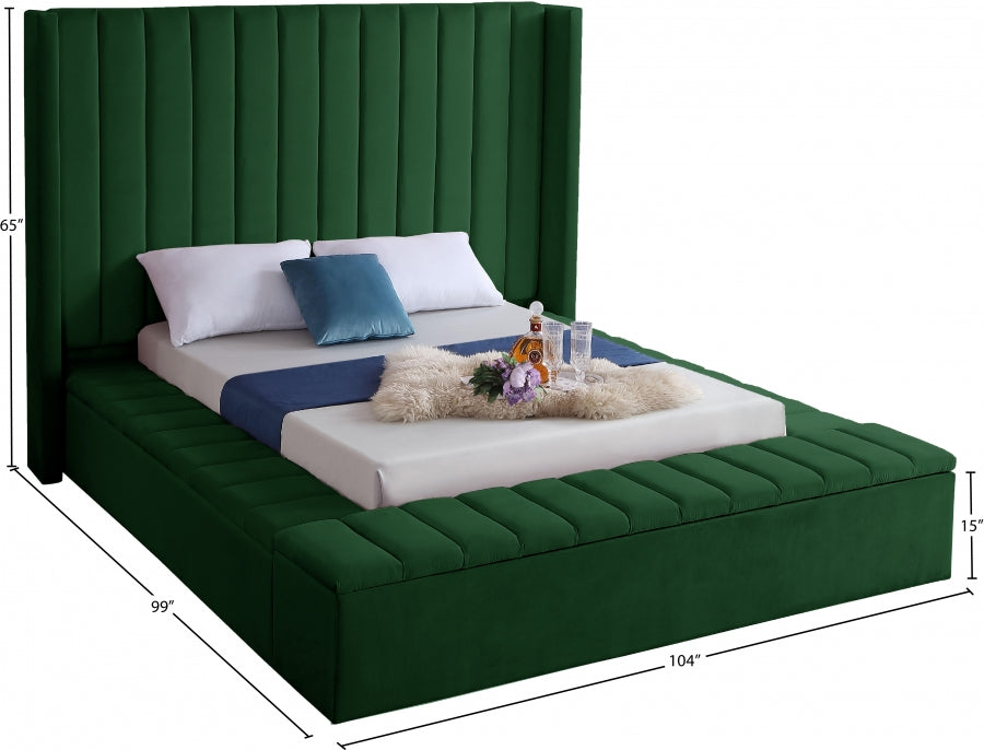 Kiki Velvet King Bed (3 Boxes) Green - KikiGreen-K