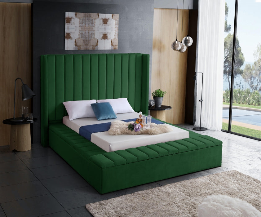 Kiki Velvet King Bed (3 Boxes) Green - KikiGreen-K