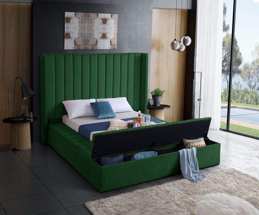 Kiki Velvet King Bed (3 Boxes) Green - KikiGreen-K