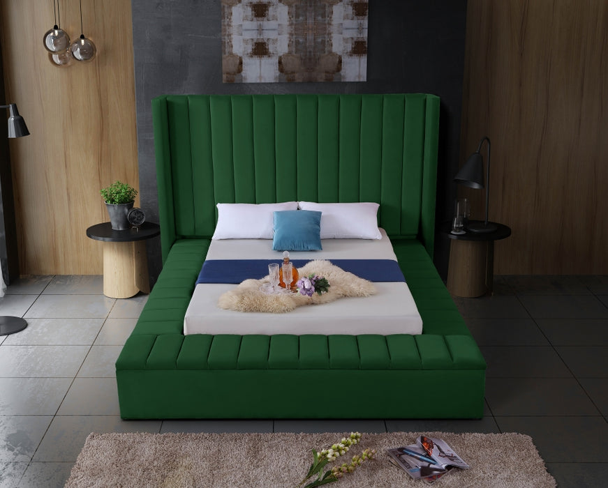 Kiki Velvet King Bed (3 Boxes) Green - KikiGreen-K