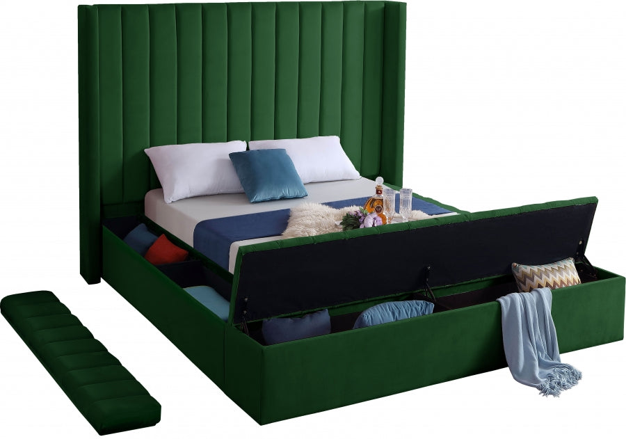 Kiki Velvet King Bed (3 Boxes) Green - KikiGreen-K