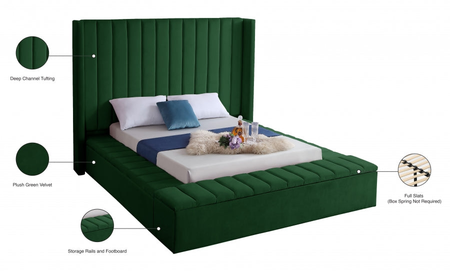 Kiki Velvet King Bed (3 Boxes) Green - KikiGreen-K