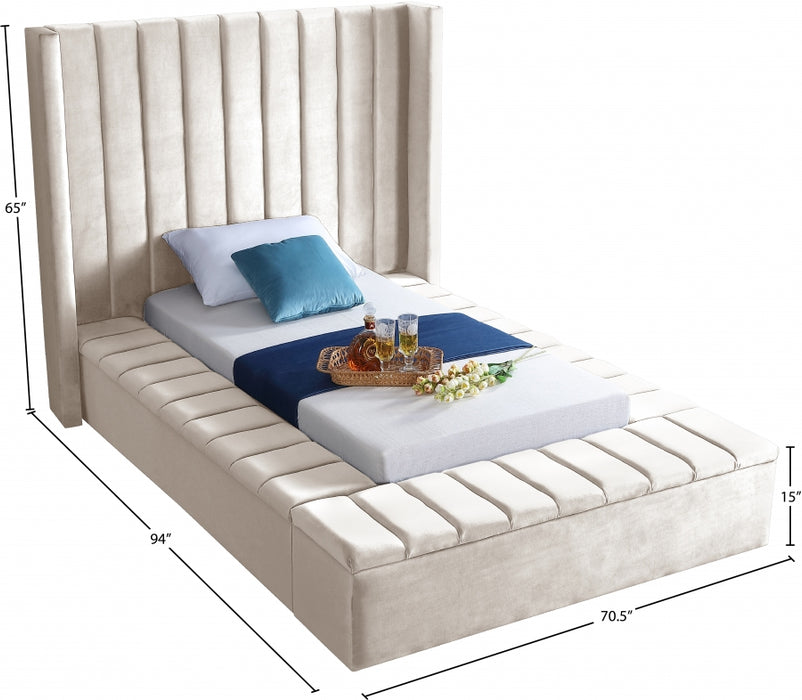 Kiki Velvet Twin Bed (3 Boxes) Cream - KikiCream-T