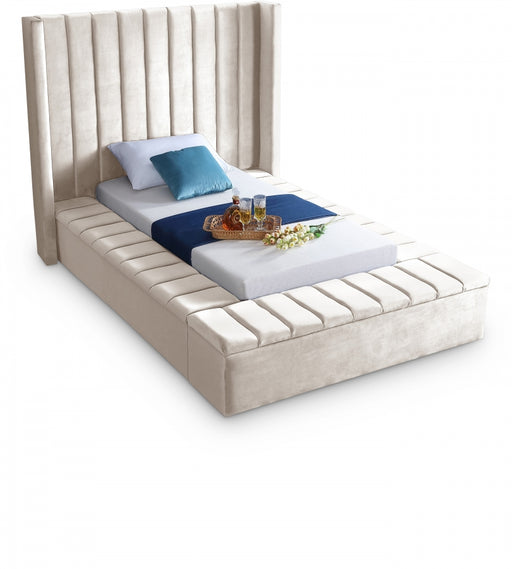 Kiki Velvet Twin Bed (3 Boxes) Cream - KikiCream-T