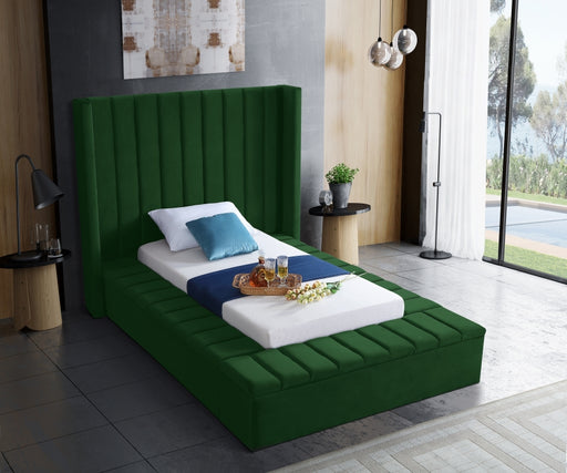 Kiki Velvet Twin Bed (3 Boxes) Green - KikiGreen-T