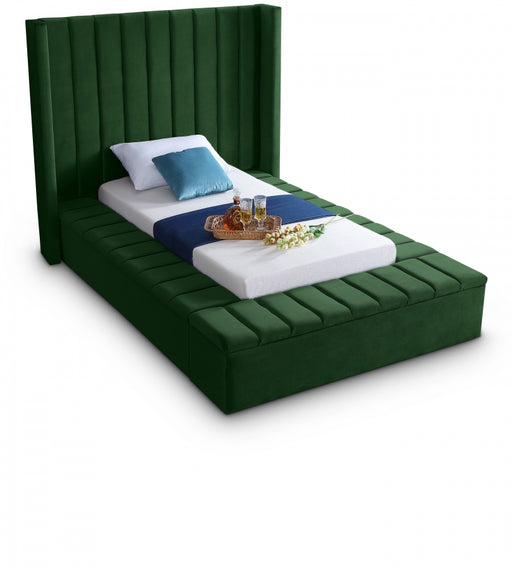 Kiki Velvet Twin Bed (3 Boxes) Green - KikiGreen-T