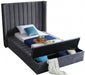 Kiki Velvet Twin Bed (3 Boxes) Grey - KikiGrey-T