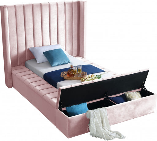 Kiki Velvet Twin Bed (3 Boxes) Pink - KikiPink-T