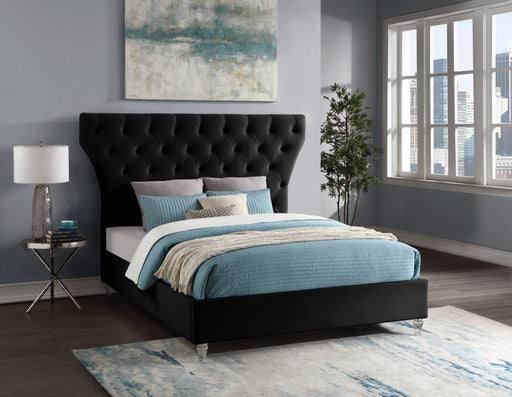 Kira Velvet King Bed Black - KiraBlack-K