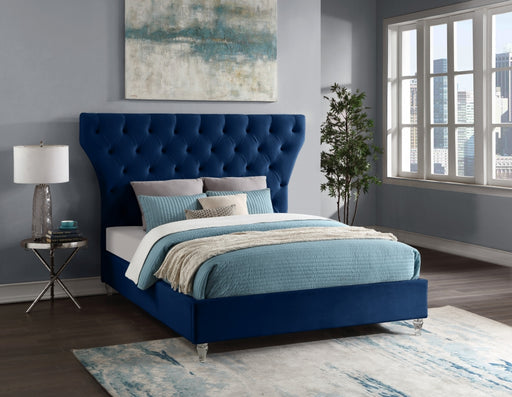 Kira Velvet King Bed Blue - KiraNavy-K