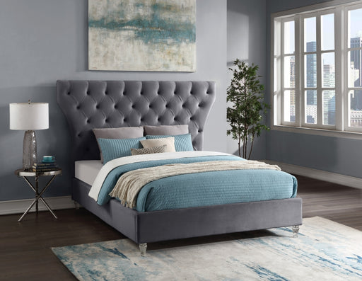 Kira Velvet King Bed Grey - KiraGrey-K