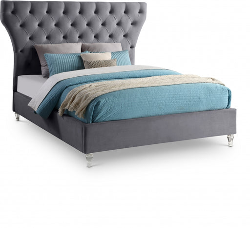 Kira Velvet King Bed Grey - KiraGrey-K