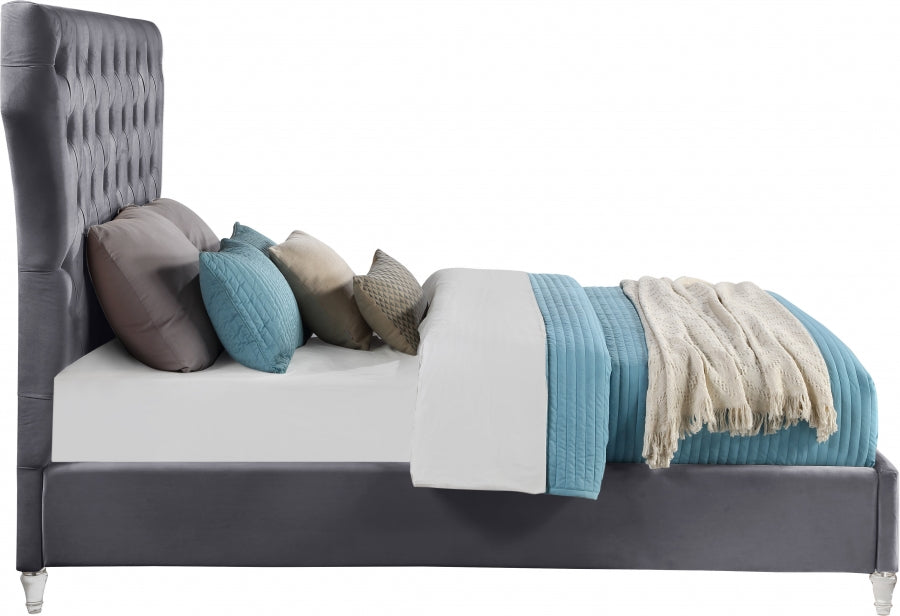 Kira Velvet King Bed Grey - KiraGrey-K