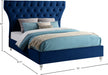 Kira Velvet Queen Bed Blue - KiraNavy-Q