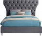 Kira Velvet Queen Bed Grey - KiraGrey-Q