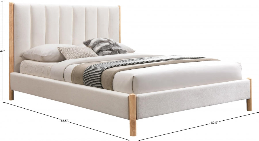 Kona Fabric King Bed Cream - KonaCream-K