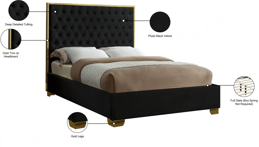 Lana Velvet Full Bed Black - LanaBlack-F