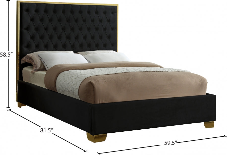 Lana Velvet Full Bed Black - LanaBlack-F