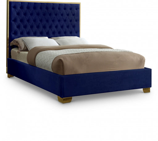 Lana Velvet Full Bed Blue - LanaNavy-F