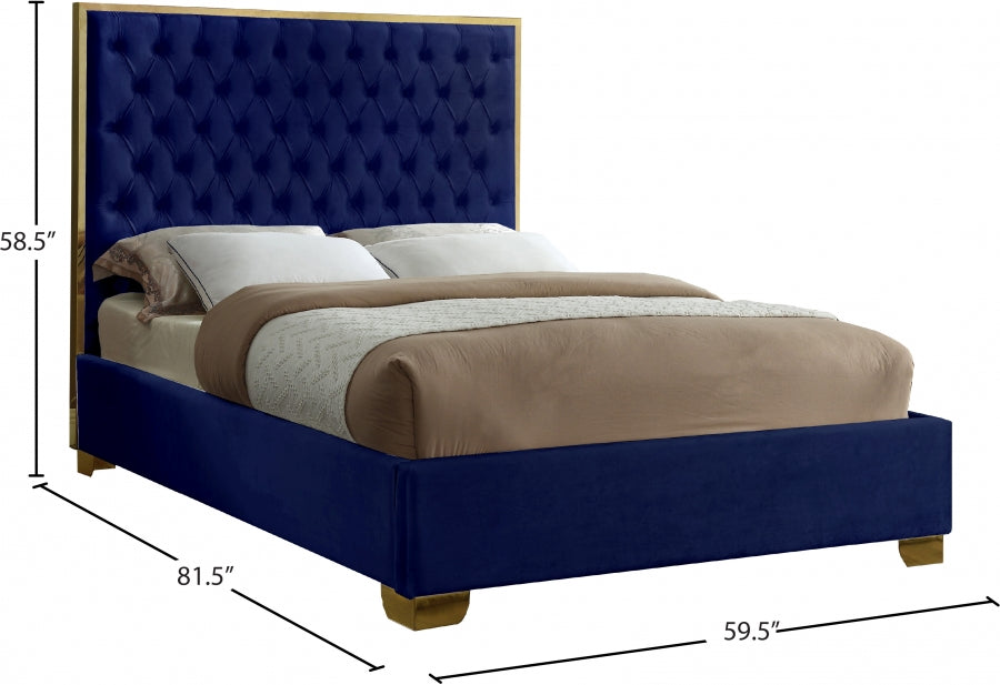 Lana Velvet Full Bed Blue - LanaNavy-F