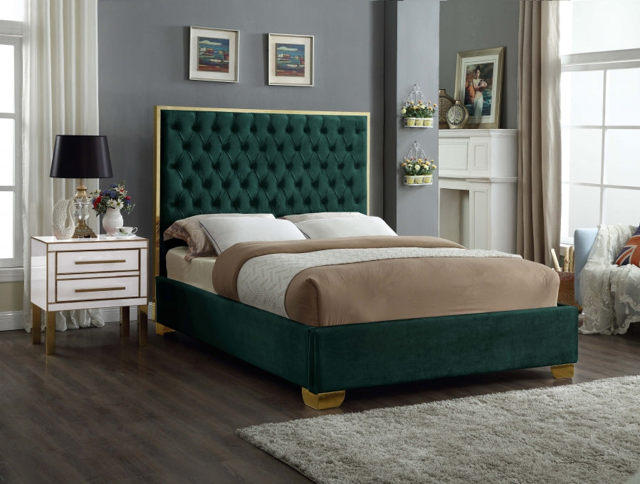 Lana Velvet Full Bed Green - LanaGreen-F