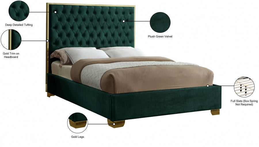 Lana Velvet Full Bed Green - LanaGreen-F