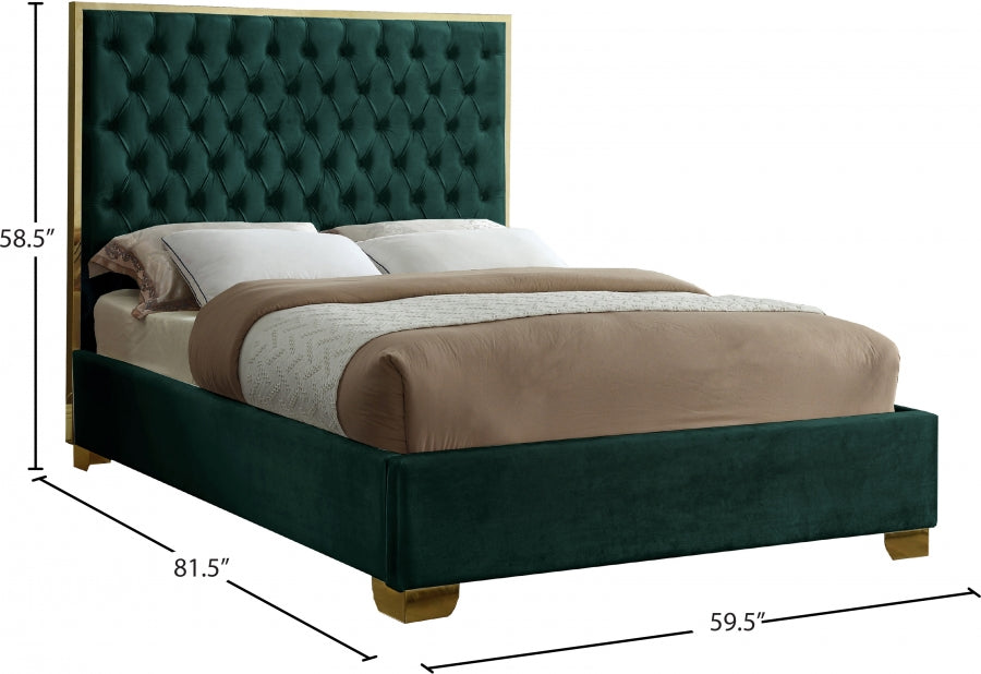 Lana Velvet Full Bed Green - LanaGreen-F