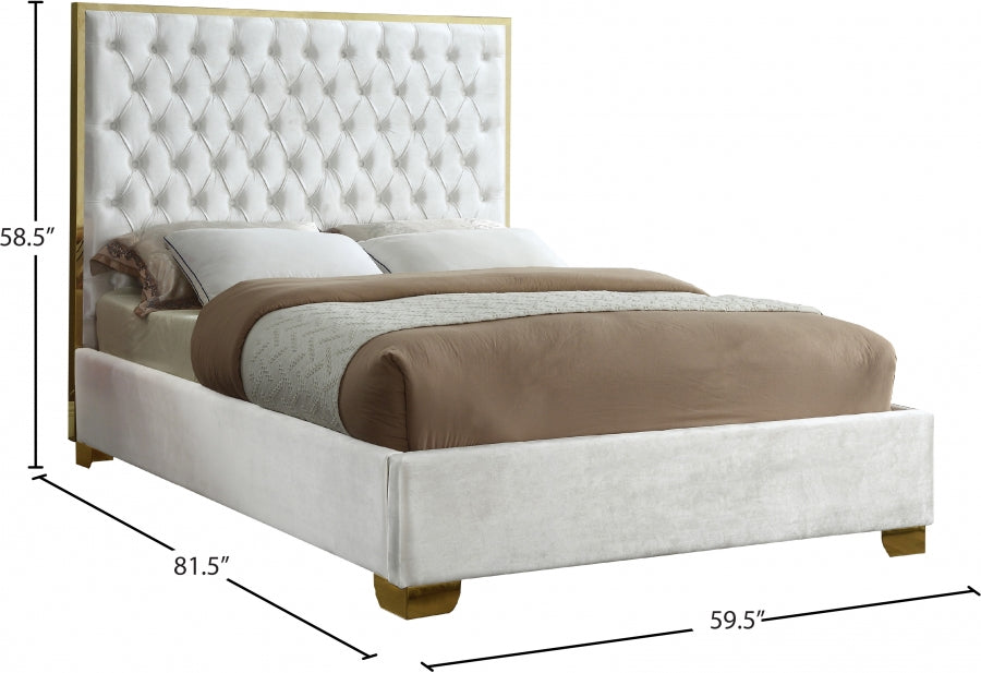 Lana Velvet Full Bed White - LanaWhite-F