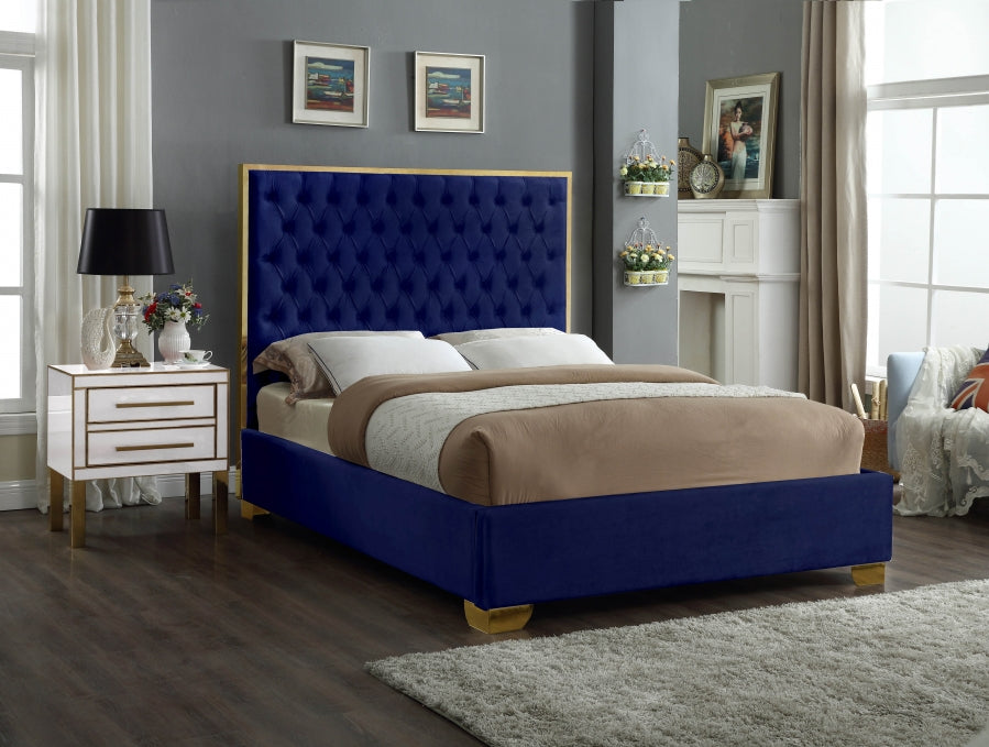 Lana Velvet King Bed Blue - LanaNavy-K