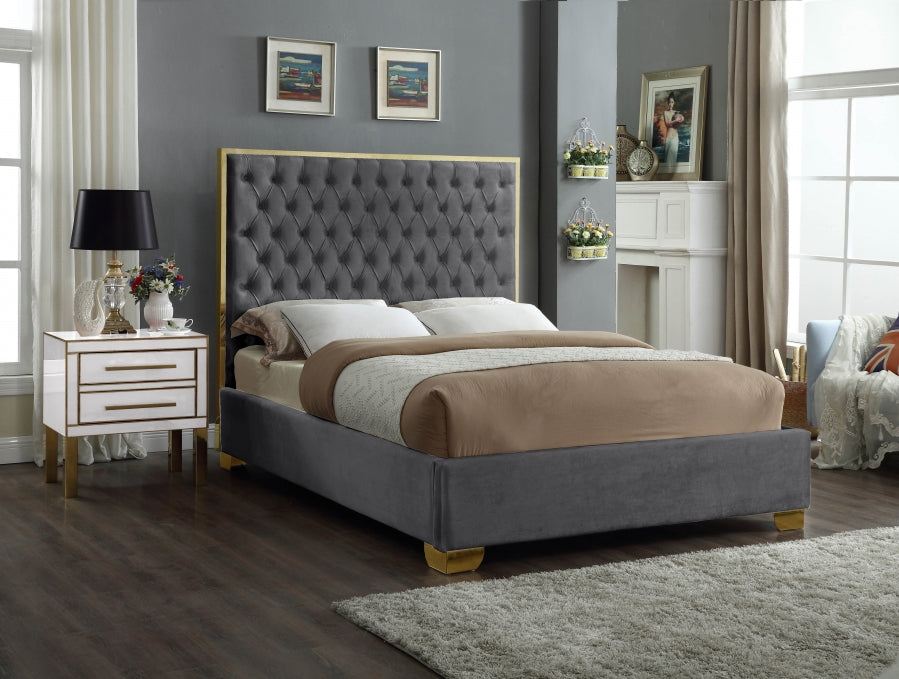 Lana Velvet King Bed Grey - LanaGrey-K