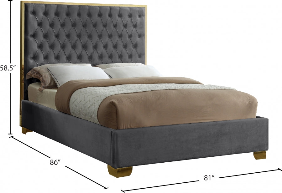 Lana Velvet King Bed Grey - LanaGrey-K