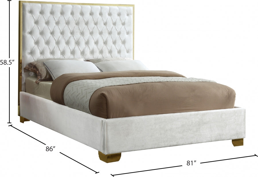 Lana Velvet King Bed White - LanaWhite-K