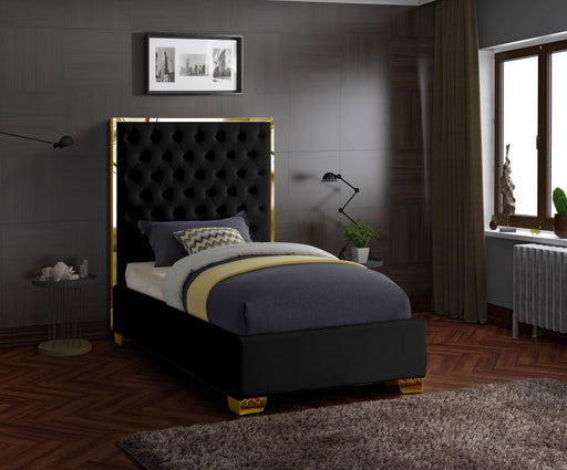 Lana Velvet Twin Bed Black - LanaBlack-T