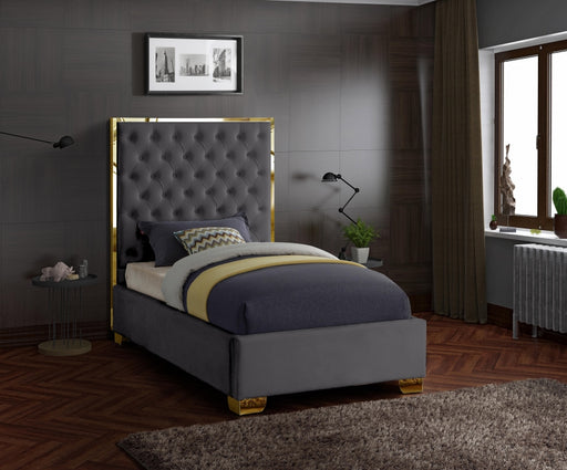 Lana Velvet Twin Bed Grey - LanaGrey-T