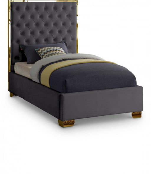 Lana Velvet Twin Bed Grey - LanaGrey-T