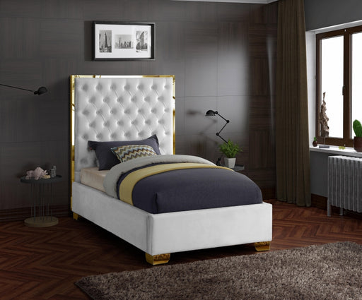 Lana Velvet Twin Bed White - LanaWhite-T