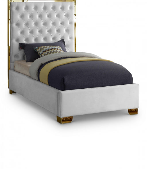 Lana Velvet Twin Bed White - LanaWhite-T