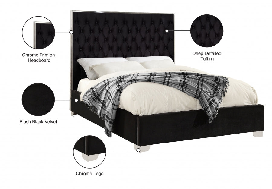 Lexi Velvet Full Bed Black - LexiBlack-F