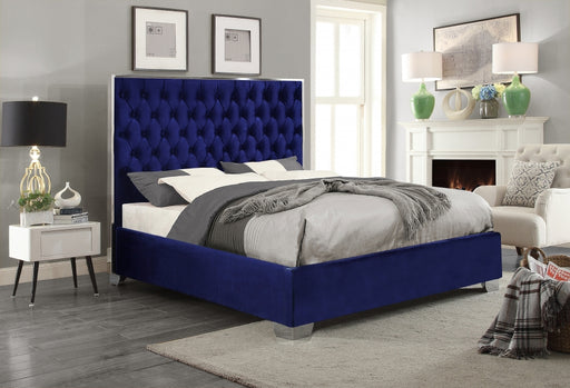 Lexi Velvet Full Bed Blue - LexiNavy-F