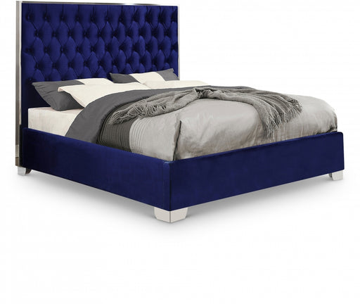 Lexi Velvet Full Bed Blue - LexiNavy-F