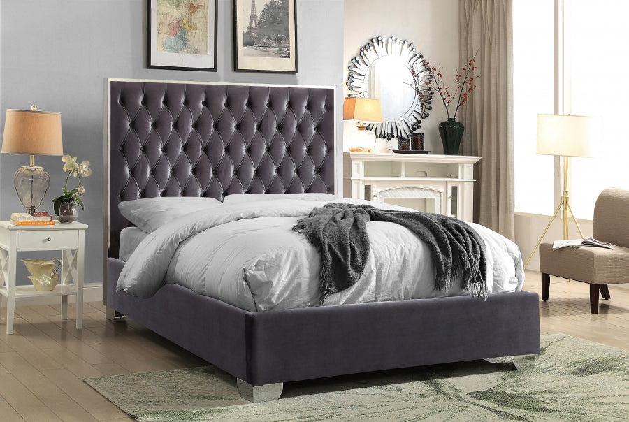 Lexi Velvet Full Bed Grey - LexiGrey-F