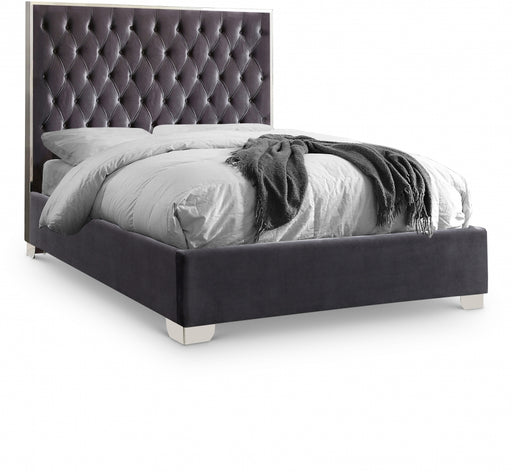 Lexi Velvet Full Bed Grey - LexiGrey-F