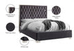 Lexi Velvet Full Bed Grey - LexiGrey-F