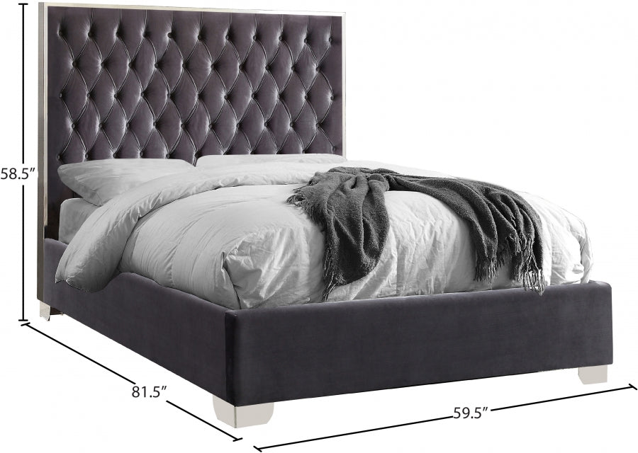 Lexi Velvet Full Bed Grey - LexiGrey-F