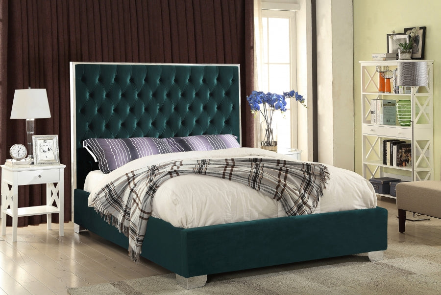 Lexi Velvet King Bed Green - LexiGreen-K