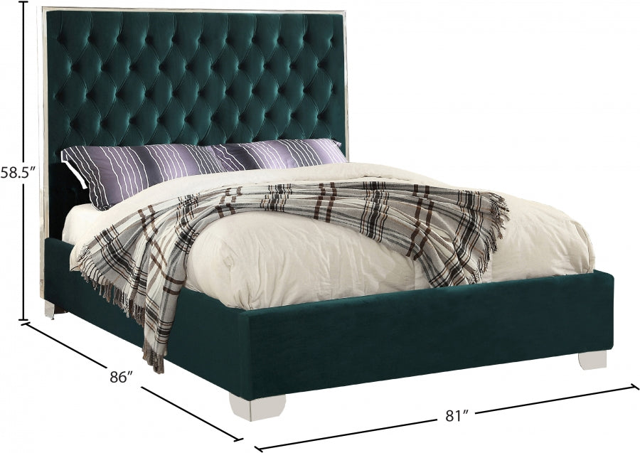 Lexi Velvet King Bed Green - LexiGreen-K