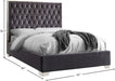 Lexi Velvet Queen Bed Grey - LexiGrey-Q